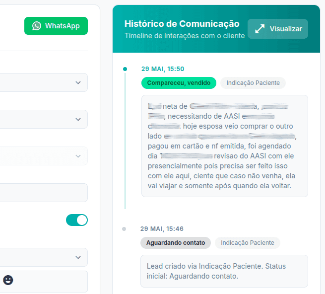 Gestão de leads e conversas